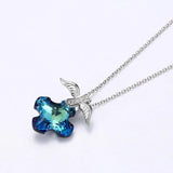 Vintage Retro Cross Wing Pendant Necklace with Crystals from Austria