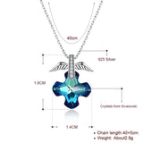 Vintage Retro Cross Wing Pendant Necklace with Crystals from Austria
