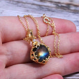 925 Silver Labradorite Pendant Necklace Moon Light Gemstone Jewelry