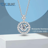 1CT Moissanite Pendant Necklace 925 Sterling Silver Sparkling Jewelry