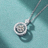 1CT Moissanite Pendant Necklace 925 Sterling Silver Sparkling Jewelry