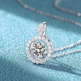 1CT Moissanite Pendant Necklace 925 Sterling Silver Sparkling Jewelry