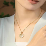 925 Sterling Silver Necklace Inlaid Hetian Jade Pendant Vintage Chinese Style