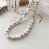 French Retro Shell Pearl Necklace S925 Sterling Silver Clavicle Chain