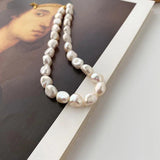 French Retro Shell Pearl Necklace S925 Sterling Silver Clavicle Chain