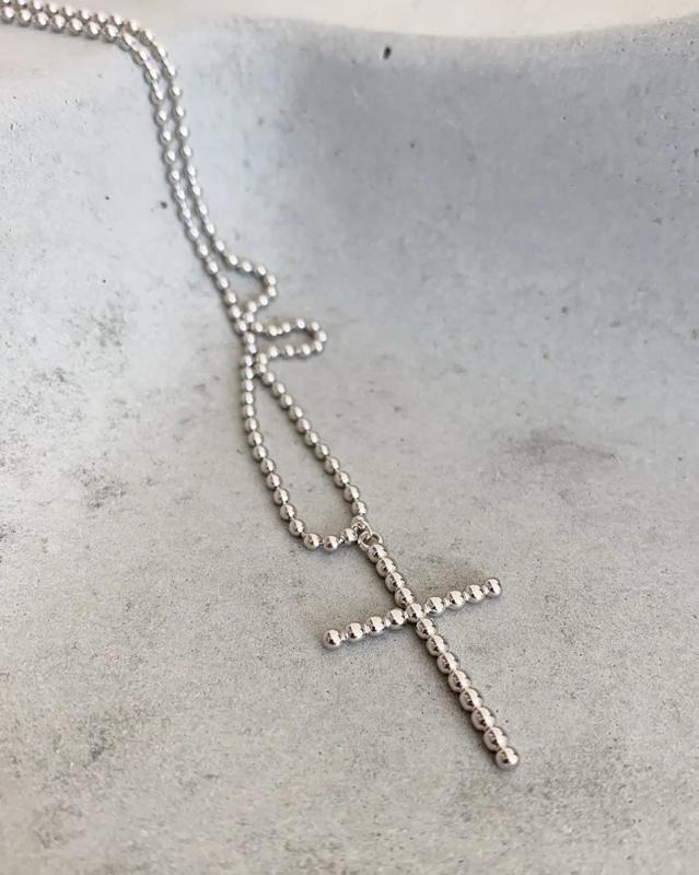 925 Sterling Silver Cross Sweater Chain Necklace Women