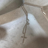 925 Sterling Silver Cross Sweater Chain Necklace Women