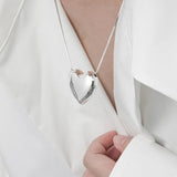 Minimalist Big Heart S925 Sterling Silver Snake Chain Necklace Women