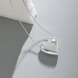 Minimalist Big Heart S925 Sterling Silver Snake Chain Necklace Women