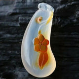 Chalcedony Carved Lucky Melon Pendant Necklace Sweater Chain