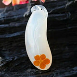 Chalcedony Carved Lucky Melon Pendant Necklace Sweater Chain