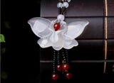 Natural Jade Butterfly Pendant Necklace Hand-carved