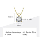 1ct Real Moissanite Pendant Necklace 925 Sterling Silver Pass Diamond Test