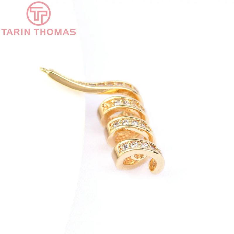 2PCS 12x13.5MM 24K Brass Zircon Circle Charms Pendants DIY Jewelry Findings