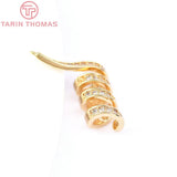 2PCS 12x13.5MM 24K Brass Zircon Circle Charms Pendants DIY Jewelry Findings