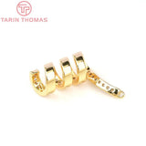 2PCS 12x13.5MM 24K Brass Zircon Circle Charms Pendants DIY Jewelry Findings