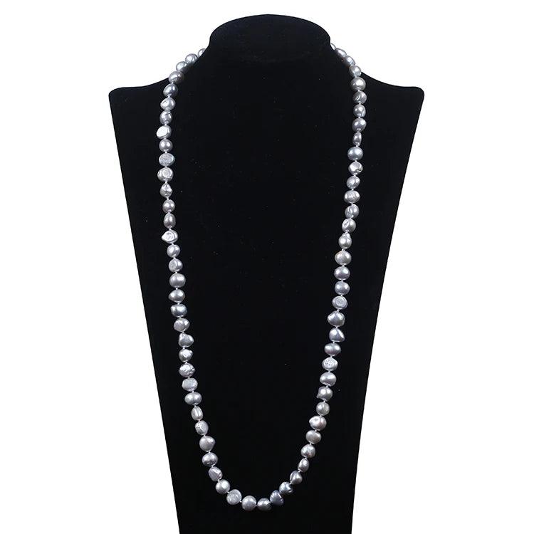 Gray Baroque Pearl Necklace 9-10mm Natural Pearl Necklace