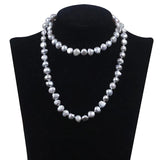 Gray Baroque Pearl Necklace 9-10mm Natural Pearl Necklace