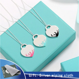 925 Silver Necklace Enamel Heart Pendant Anniversary Collarbone Chain