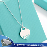 925 Silver Necklace Enamel Heart Pendant Anniversary Collarbone Chain