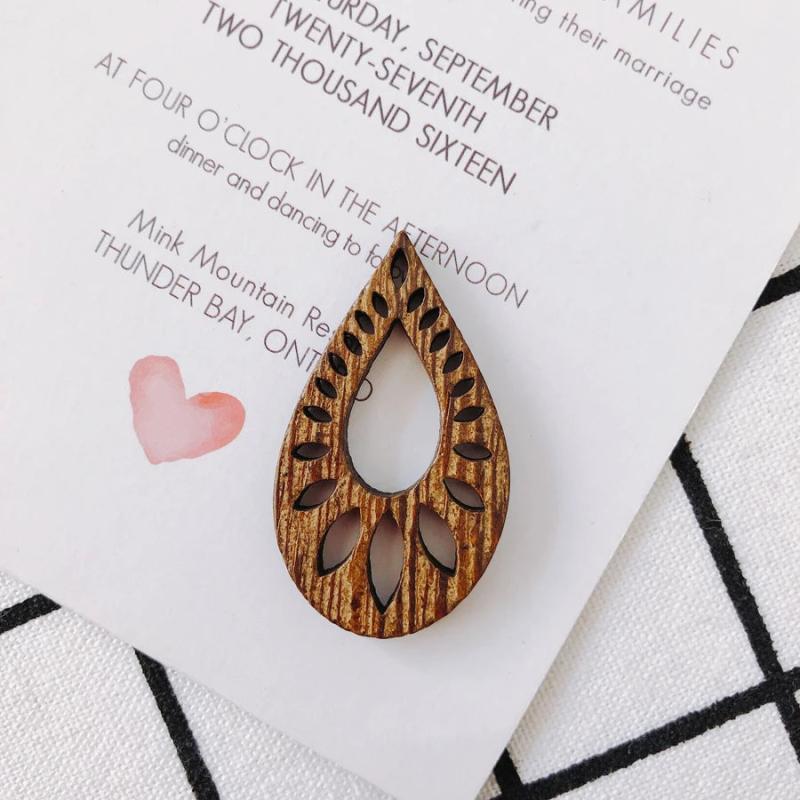 Natural Wood Geometric Texture Earrings Pendants