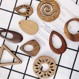 Natural Wood Geometric Texture Earrings Pendants
