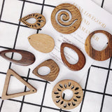 Natural Wood Geometric Texture Earrings Pendants