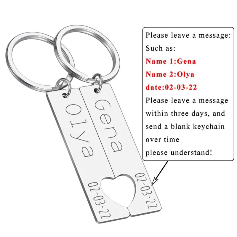 2pcs Couple Keychain Rings Name Key Chain Love