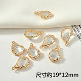 Water Drop Copper 18K Real Crystal Pendant DIY Earrings Necklace