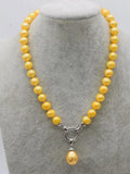 Freshwater Pearl Yellow 10-11mm Necklace 18 Inch Round Beads