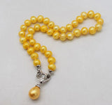 Freshwater Pearl Yellow 10-11mm Necklace 18 Inch Round Beads