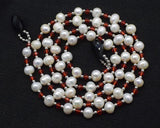 Freshwater Pearl Red/Black Quartz Necklace 40-Inch