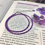 Amethyst 2mm Beads Choker Necklace 925 Silver 15''+2'' Chain