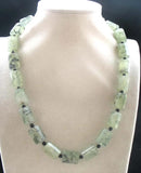 Green Prehnite Faceted Pillar Agate Necklace 19inch Nature Woman