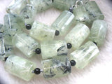 Green Prehnite Faceted Pillar Agate Necklace 19inch Nature Woman