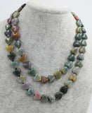 Agate Green Heart 12mm Necklace 30in Beads Nature Woman