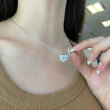 925 Silver Heart Citrine Moissanite Pendant Necklace for Women