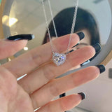 925 Silver Heart Citrine Moissanite Pendant Necklace for Women