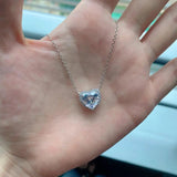925 Silver Heart Citrine Moissanite Pendant Necklace for Women