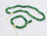 Green Jade Bracelet Earrings Necklace Set 18inch
