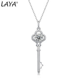 LAYA S925 Silver Key Pendant Necklace 1CT Moissanite