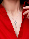 LAYA S925 Silver Key Pendant Necklace 1CT Moissanite