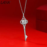LAYA S925 Silver Key Pendant Necklace 1CT Moissanite