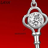 LAYA S925 Silver Key Pendant Necklace 1CT Moissanite