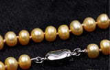 7-8mmAA Golden Oblate Pearl Necklace Beads Freshwater Dyeing