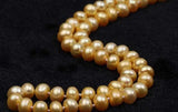 7-8mmAA Golden Oblate Pearl Necklace Beads Freshwater Dyeing