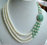 3 Row Freshwater Pearl Gem Stone Necklace
