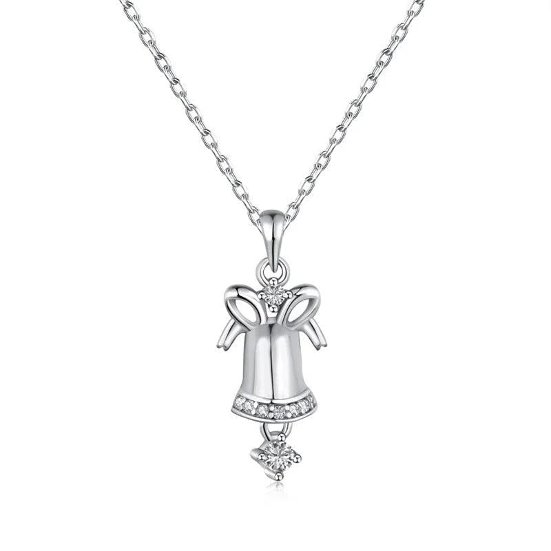 S925 Silver Bell Necklace High Neck Chain Clavicle Chain Women Christmas Gift