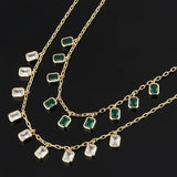 Green Zircon Tassel Collar Bohemian Necklace Female Collarbone Chain