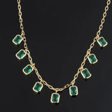 Green Zircon Tassel Collar Bohemian Necklace Female Collarbone Chain